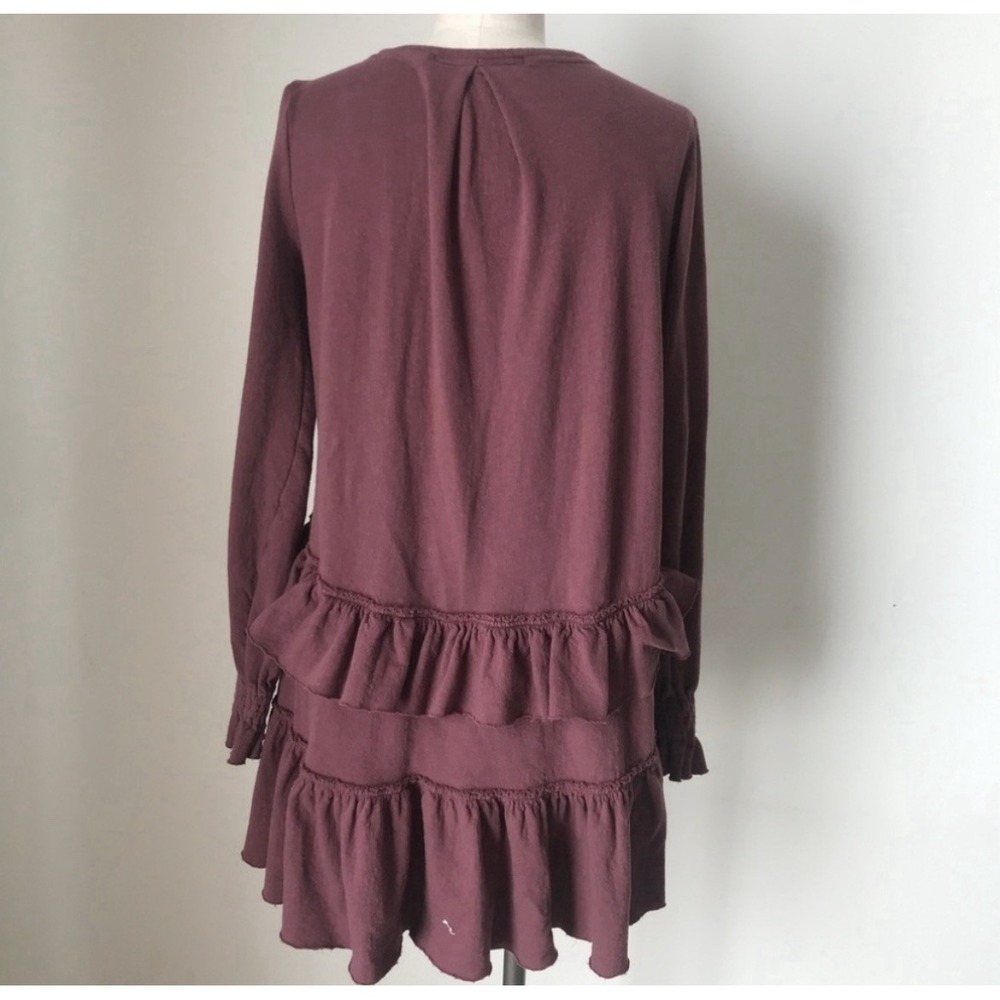 Free People Sz Sm Midsummer Night Long Sleeve Ruffle‎ Mini Dress Party RARE - Picture 4 of 9